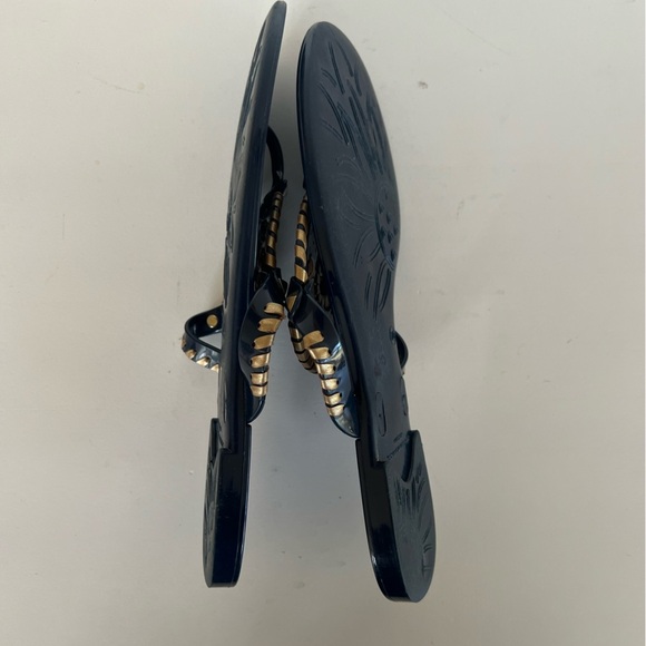 Jack Rogers Georgica Jelly Sandals in Midnight Navy Blue + Gold, size 10 - Picture 6 of 9
